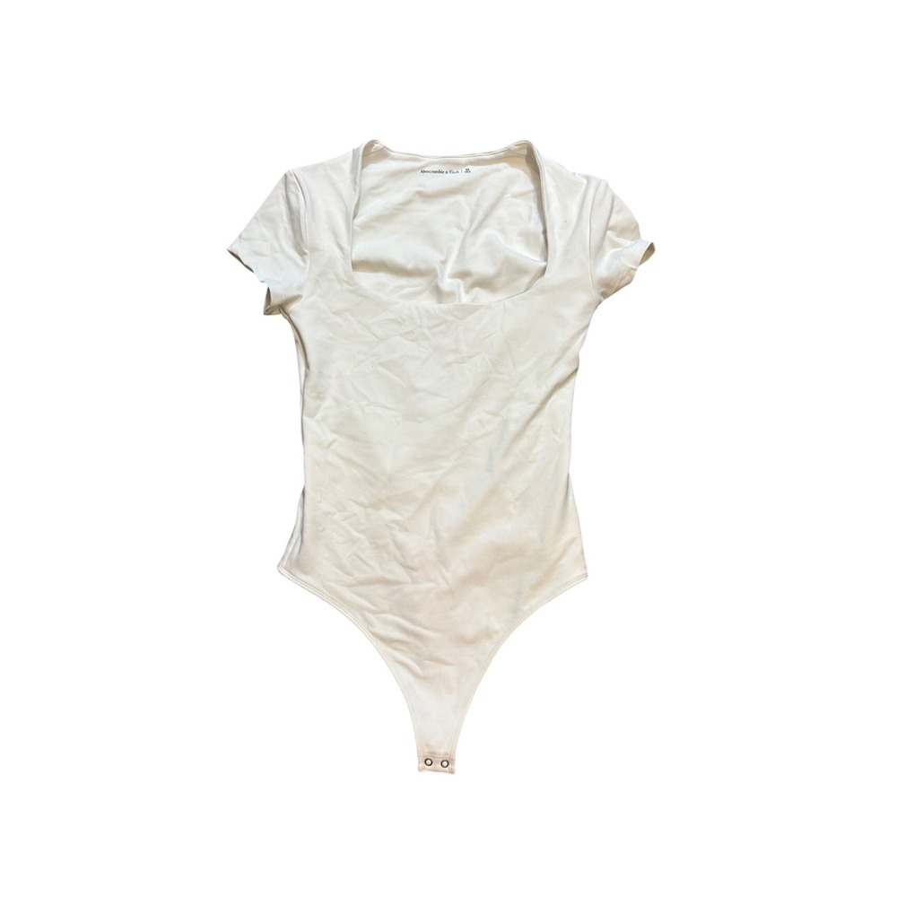 Abercrombie & Fitch White Square Neck Short Sleeve Bodysuit XS